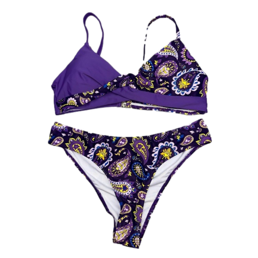 OYOANGLE Purple Paisley Bikini Set Large